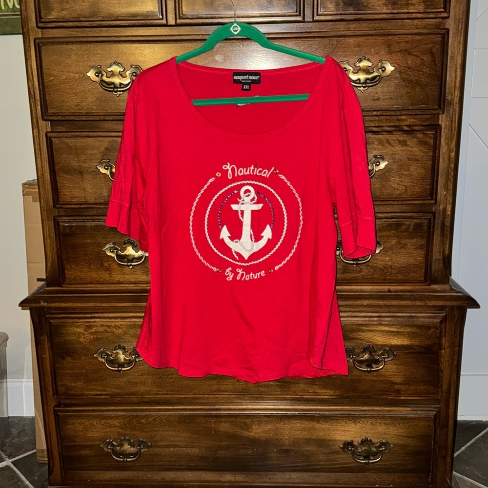 Red and White “Nautical by Nature” top by Newport News